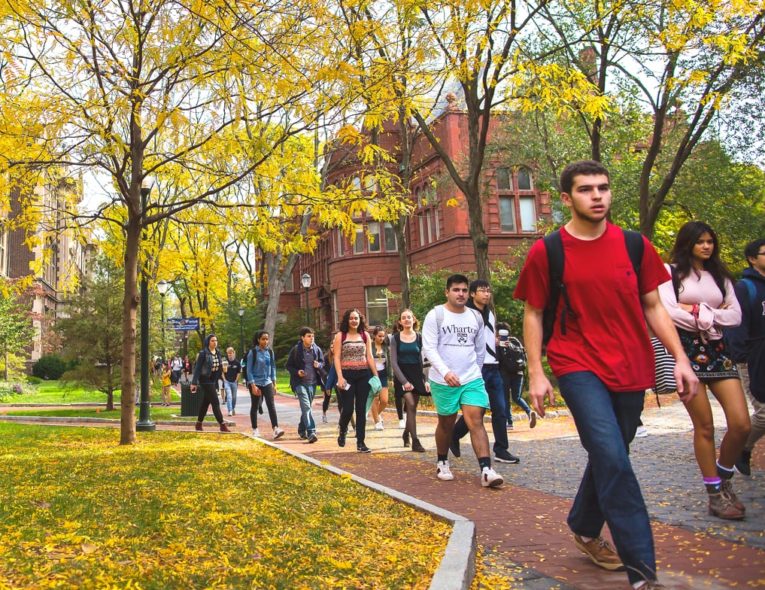 Students walking on campus